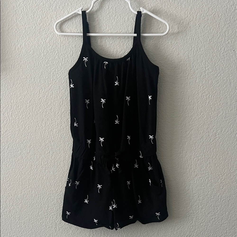 Cat & Jack Black Romper with White Palm Print